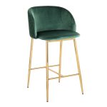 Fran Gold Green Velvet Pleated Counter Stools (Set of 2) 12 Fran Gold Green Velvet Pleated Counter Stools (Set of 2)