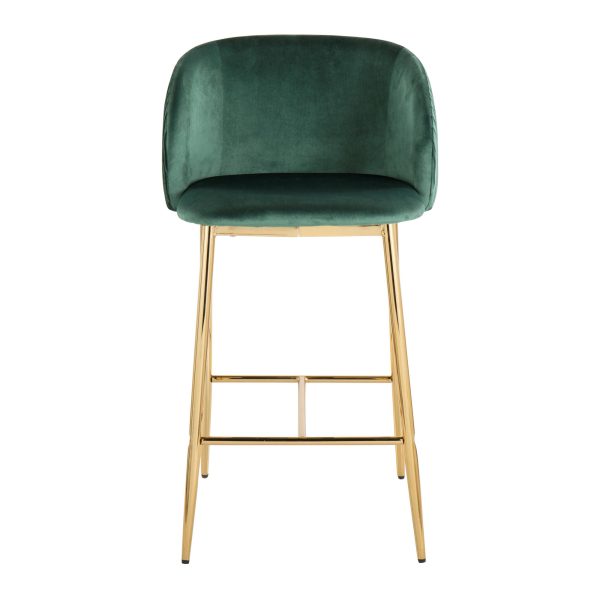 Fran Gold Green Velvet Pleated Counter Stools Set of 2 6