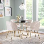 Fran Gold Metal White Velvet Pleated Contemporary Chairs (Set of 2)