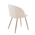 Fran Gold Metal White Velvet Pleated Contemporary Chairs (Set of 2)