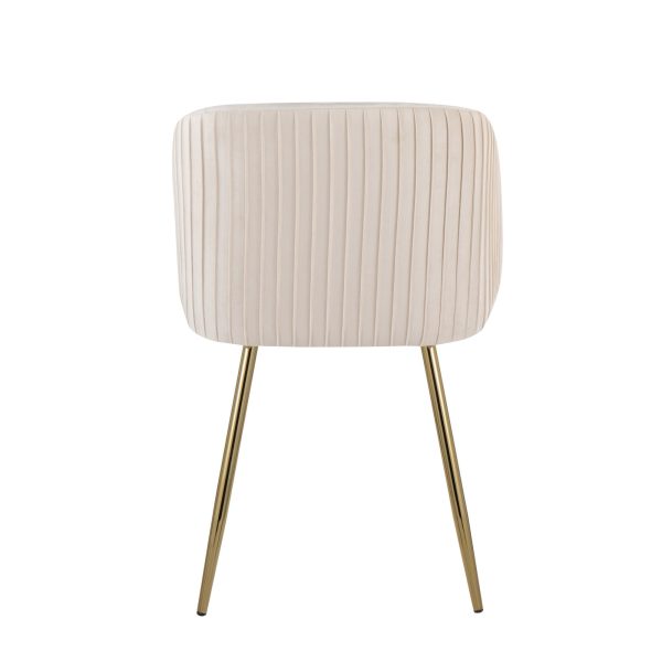 Fran Gold Metal White Velvet Pleated Contemporary Chairs Set of 2 6
