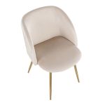 Fran Gold Metal White Velvet Pleated Contemporary Chairs (Set of 2)