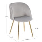 Fran Gold Metal White Velvet Pleated Contemporary Chairs (Set of 2)