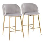 Fran Gold Silver Velvet Pleated Contemporary Counter Stools (Set of 2) 11 Fran Gold Silver Velvet Pleated Contemporary Counter Stools (Set of 2)