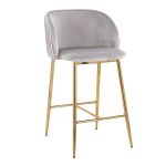 Fran Gold Silver Velvet Pleated Contemporary Counter Stools (Set of 2) 12 Fran Gold Silver Velvet Pleated Contemporary Counter Stools (Set of 2)
