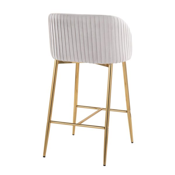 Fran Gold Silver Velvet Pleated Contemporary Counter Stools Set of 2 4