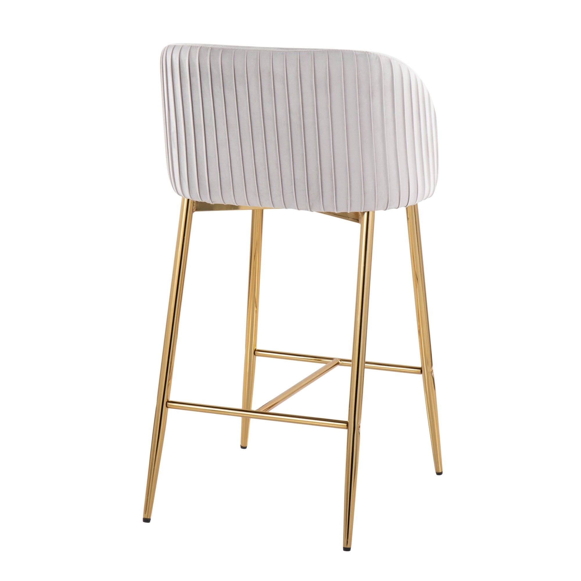 Fran Gold Silver Velvet Pleated Contemporary Counter Stools (Set of 2) 5 Fran Gold Silver Velvet Pleated Contemporary Counter Stools (Set of 2) - Image 5