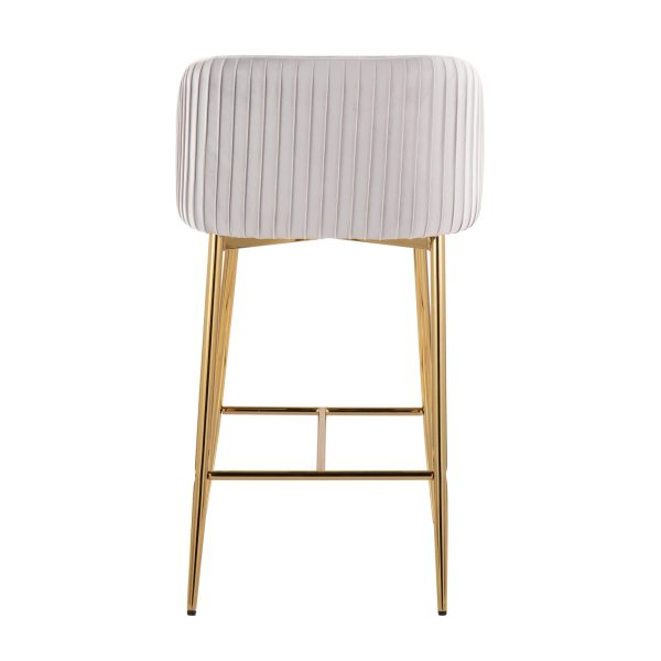 Fran Gold Silver Velvet Pleated Contemporary Counter Stools Set of 2 5