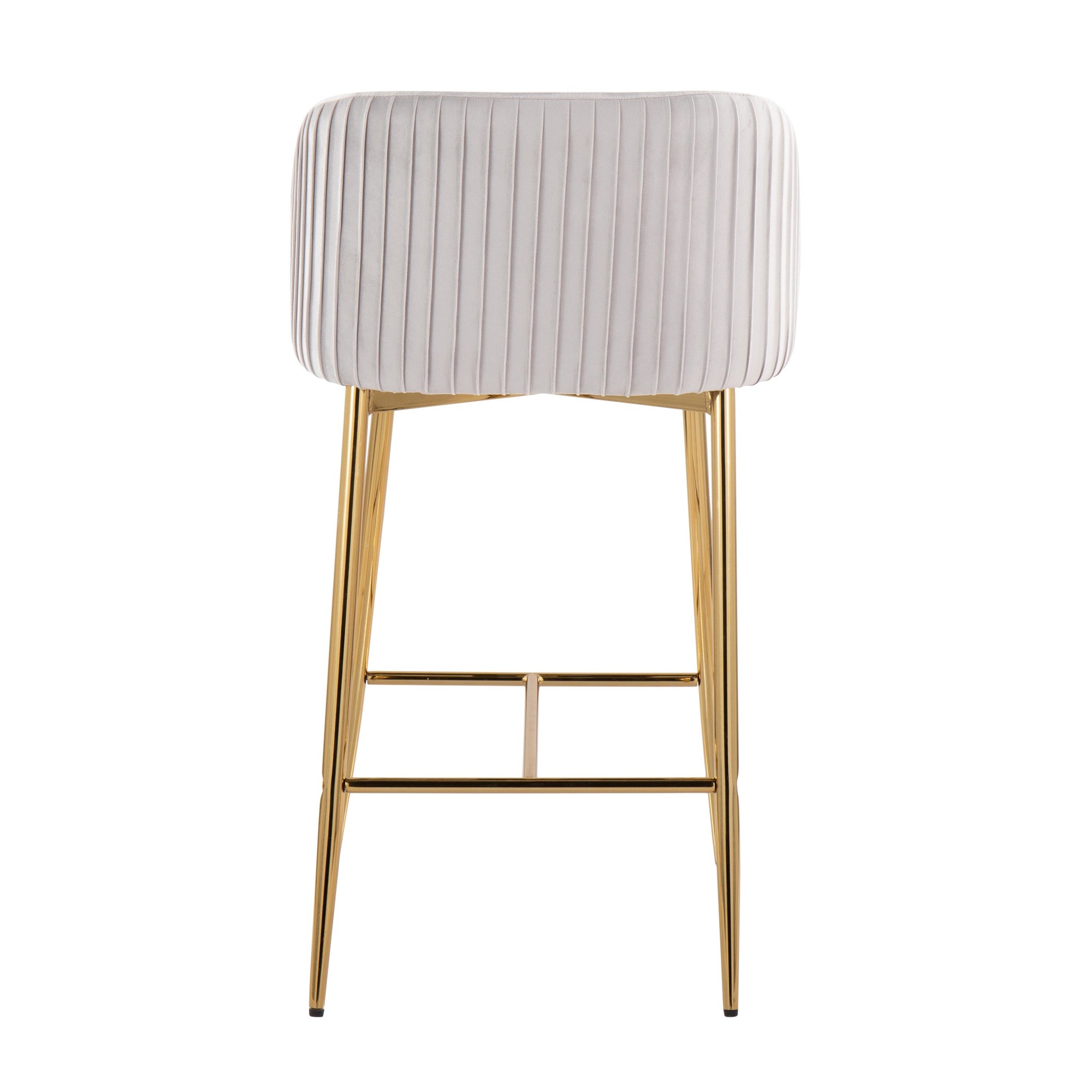 Fran Gold Silver Velvet Pleated Contemporary Counter Stools (Set of 2) 6 Fran Gold Silver Velvet Pleated Contemporary Counter Stools (Set of 2) - Image 6