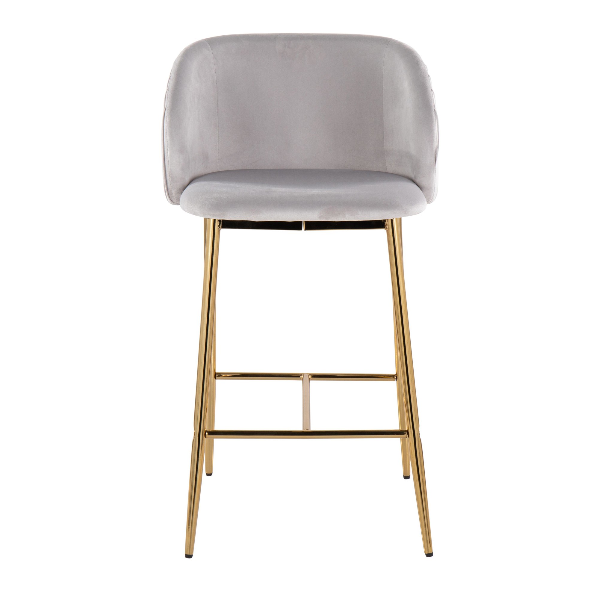 Fran Gold Silver Velvet Pleated Contemporary Counter Stools (Set of 2) 7 Fran Gold Silver Velvet Pleated Contemporary Counter Stools (Set of 2) - Image 7