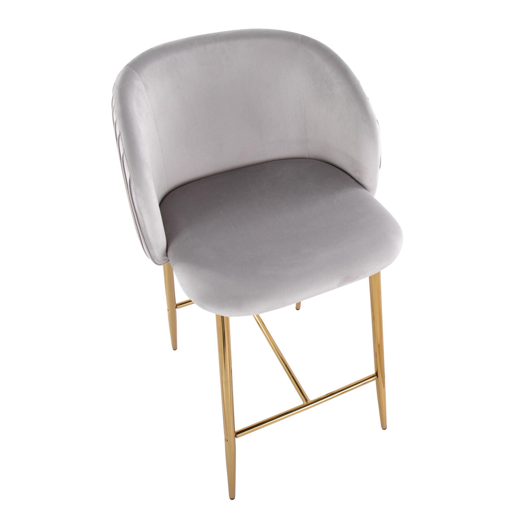 Fran Gold Silver Velvet Pleated Contemporary Counter Stools (Set of 2) 8 Fran Gold Silver Velvet Pleated Contemporary Counter Stools (Set of 2) - Image 8
