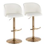 Fran Gold White Contemporary Adjustable Barstool (Set of 2)