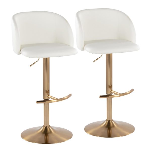 Fran Gold White Contemporary Adjustable Barstool Set of 2 2