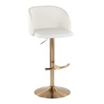 Fran Gold White Contemporary Adjustable Barstool (Set of 2)