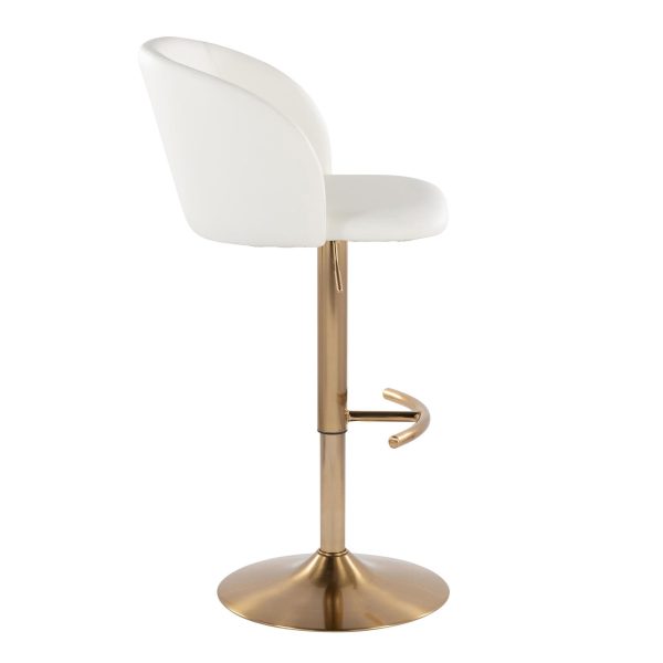 Fran Gold White Contemporary Adjustable Barstool Set of 2 4