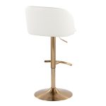 Fran Gold White Contemporary Adjustable Barstool (Set of 2)