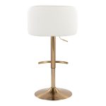 Fran Gold White Contemporary Adjustable Barstool (Set of 2)