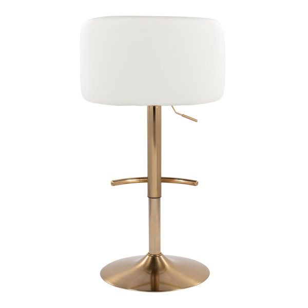 Fran Gold White Contemporary Adjustable Barstool Set of 2 6