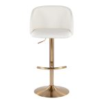 Fran Gold White Contemporary Adjustable Barstool (Set of 2)