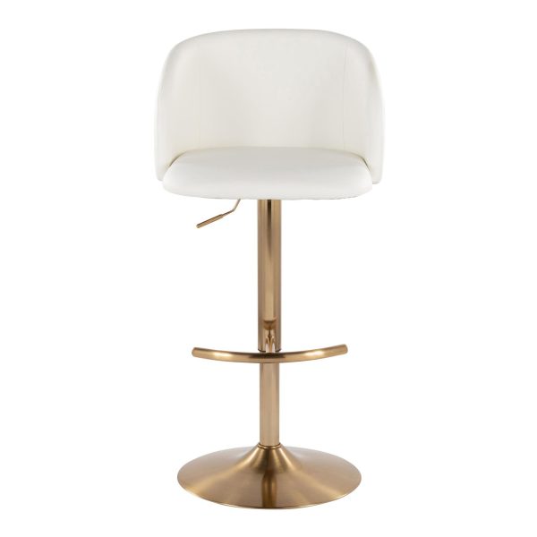 Fran Gold White Contemporary Adjustable Barstool Set of 2 7