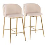 Fran Gold White Velvet Pleated Contemporary Counter Stools (Set of 2) 11 Fran Gold White Velvet Pleated Contemporary Counter Stools (Set of 2)
