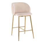 Fran Gold White Velvet Pleated Contemporary Counter Stools (Set of 2) 12 Fran Gold White Velvet Pleated Contemporary Counter Stools (Set of 2)