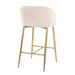 Fran Gold White Velvet Pleated Contemporary Counter Stools (Set of 2) 14 Fran Gold White Velvet Pleated Contemporary Counter Stools (Set of 2)
