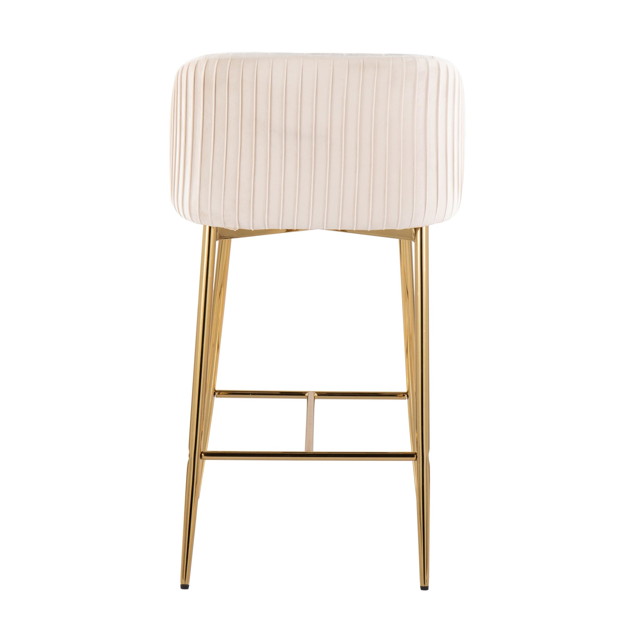 Fran Gold White Velvet Pleated Contemporary Counter Stools (Set of 2) 6 Fran Gold White Velvet Pleated Contemporary Counter Stools (Set of 2) - Image 6