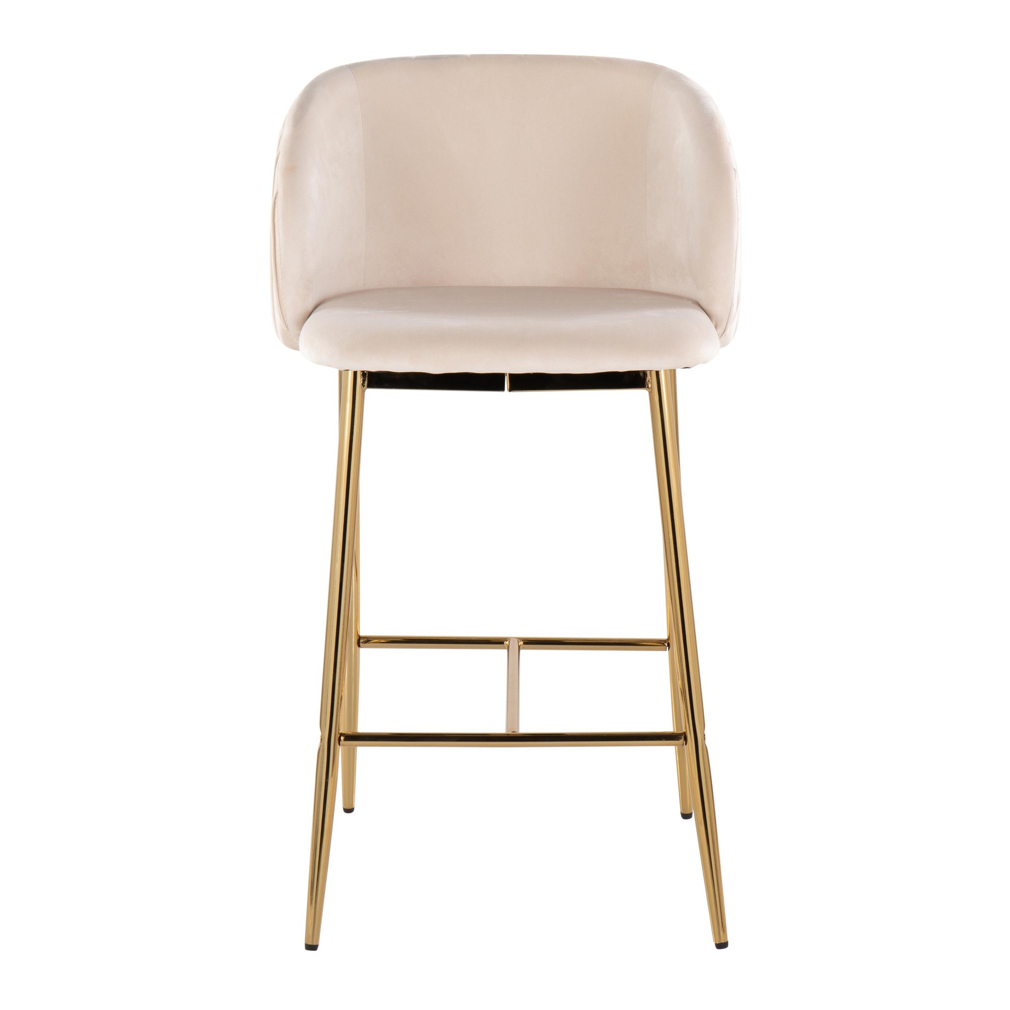 Fran Gold White Velvet Pleated Contemporary Counter Stools (Set of 2) 7 Fran Gold White Velvet Pleated Contemporary Counter Stools (Set of 2) - Image 7