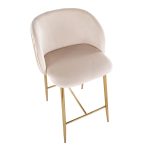 Fran Gold White Velvet Pleated Contemporary Counter Stools (Set of 2) 17 Fran Gold White Velvet Pleated Contemporary Counter Stools (Set of 2)