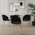 Fran Gold and Black Velvet Contemporary Dining Chairs (Set of 2) 14 Fran Gold and Black Velvet Contemporary Dining Chairs (Set of 2)