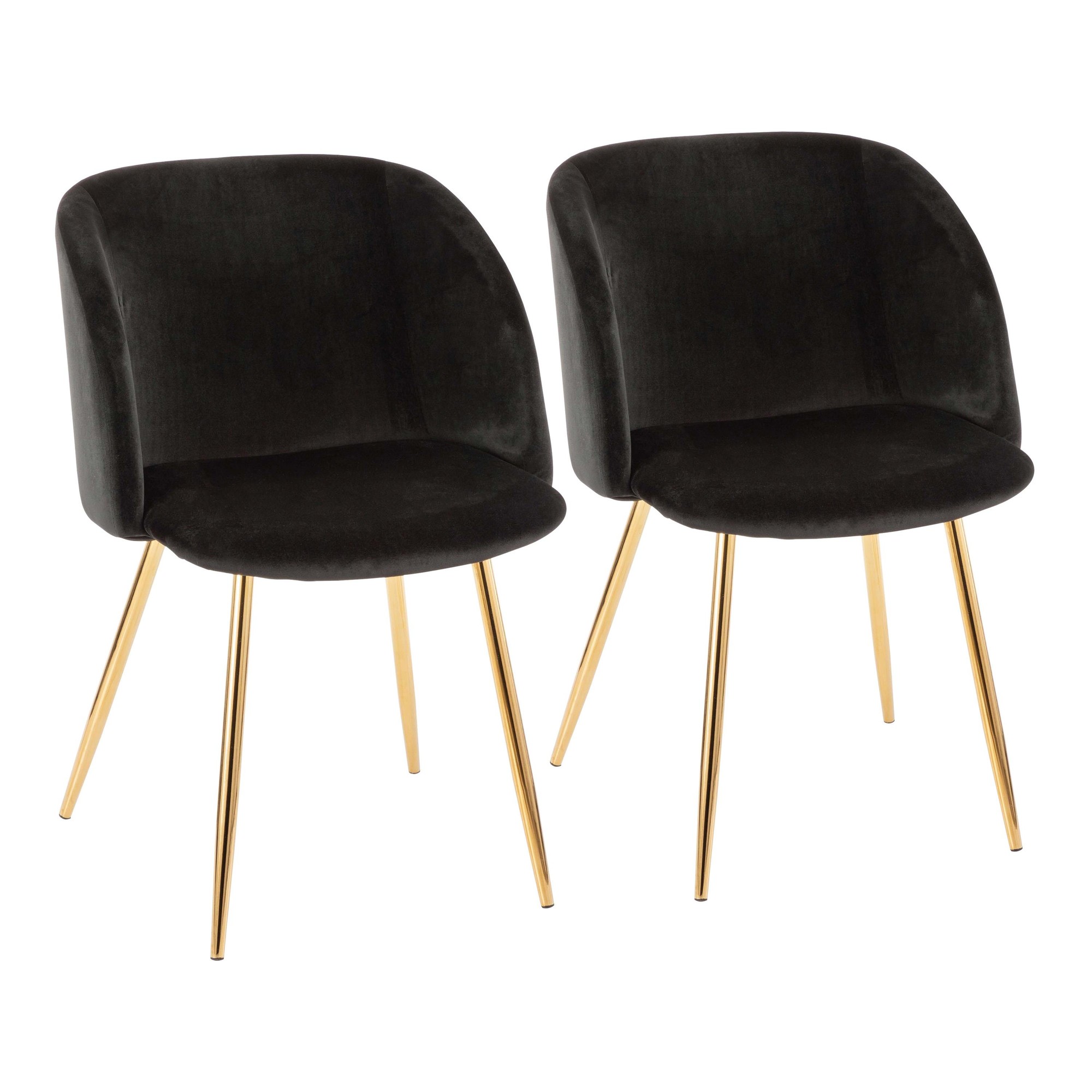 Fran Gold and Black Velvet Contemporary Dining Chairs (Set of 2) 3 Fran Gold and Black Velvet Contemporary Dining Chairs (Set of 2) - Image 3