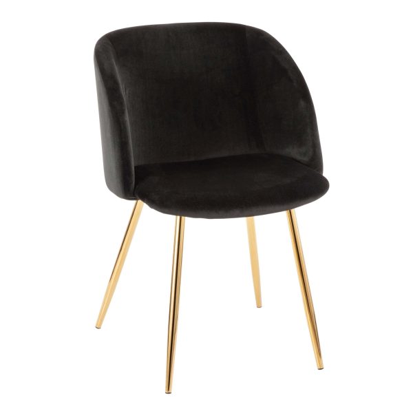 Fran Gold and Black Velvet Contemporary Dining Chairs Set of 2 3