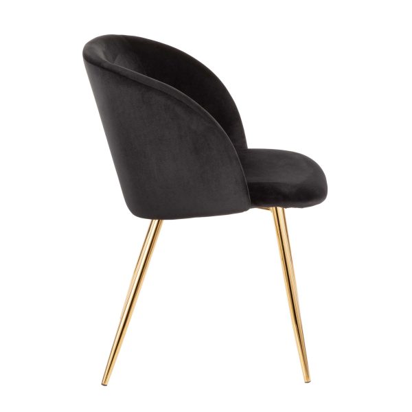 Fran Gold and Black Velvet Contemporary Dining Chairs Set of 2 4