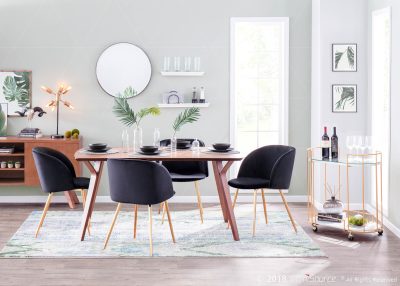 Fran Gold and Black Velvet Contemporary Dining Chairs (Set of 2)
