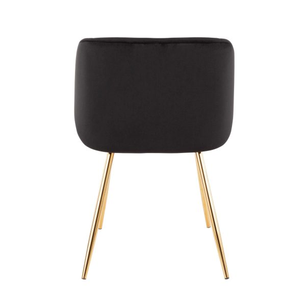 Fran Gold and Black Velvet Contemporary Dining Chairs Set of 2 6