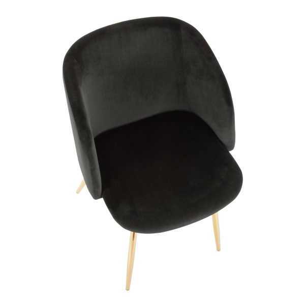 Fran Gold and Black Velvet Contemporary Dining Chairs Set of 2 8