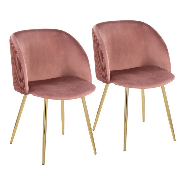 Fran Gold and Blush Velvet Contemporary Dining Chairs Set of 2 1