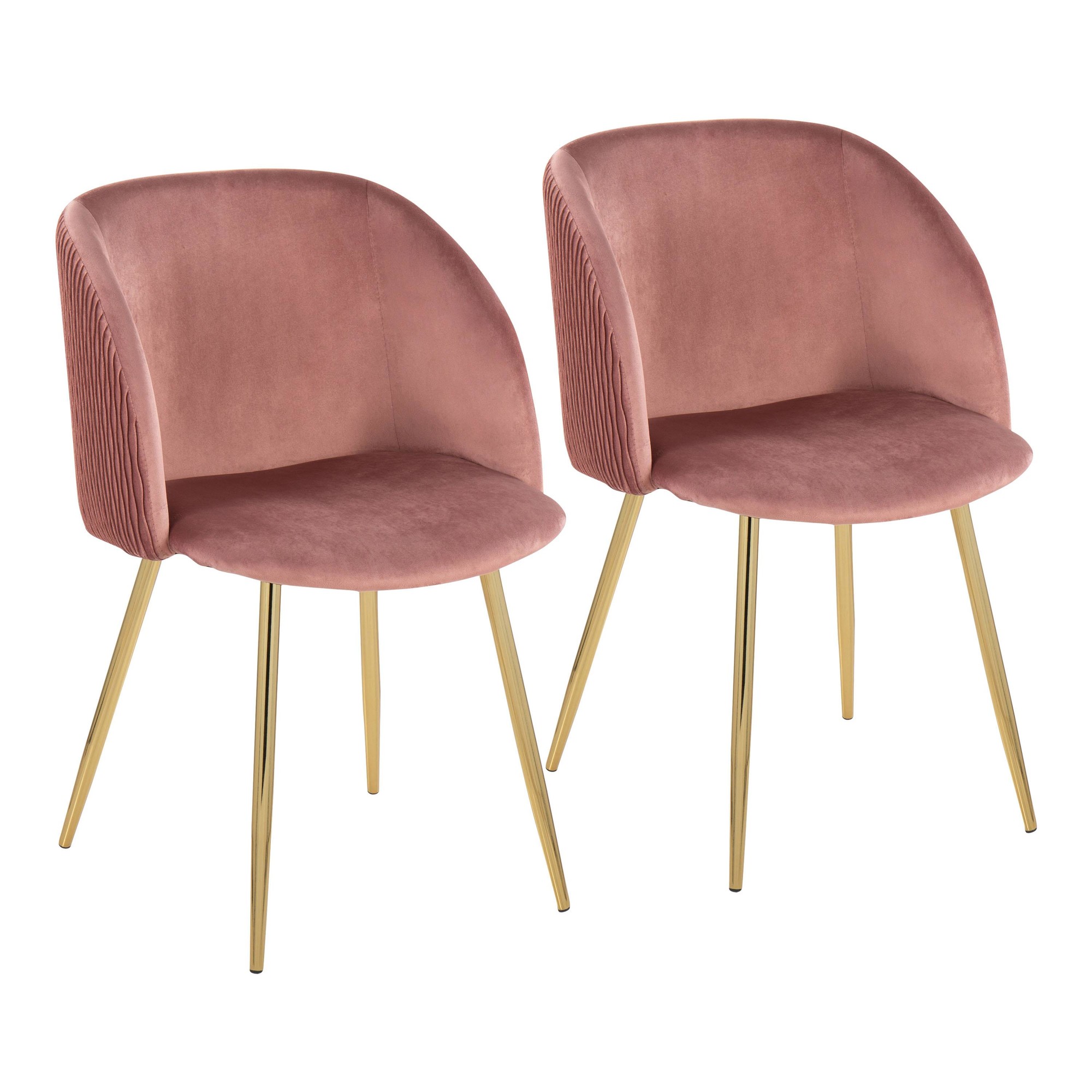 Fran Gold and Blush Velvet Contemporary Dining Chairs (Set of 2) 2 Fran Gold and Blush Velvet Contemporary Dining Chairs (Set of 2) - Image 2