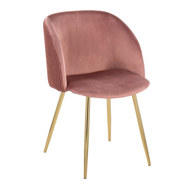 Fran Gold and Blush Velvet Contemporary Dining Chairs Set of 2 2