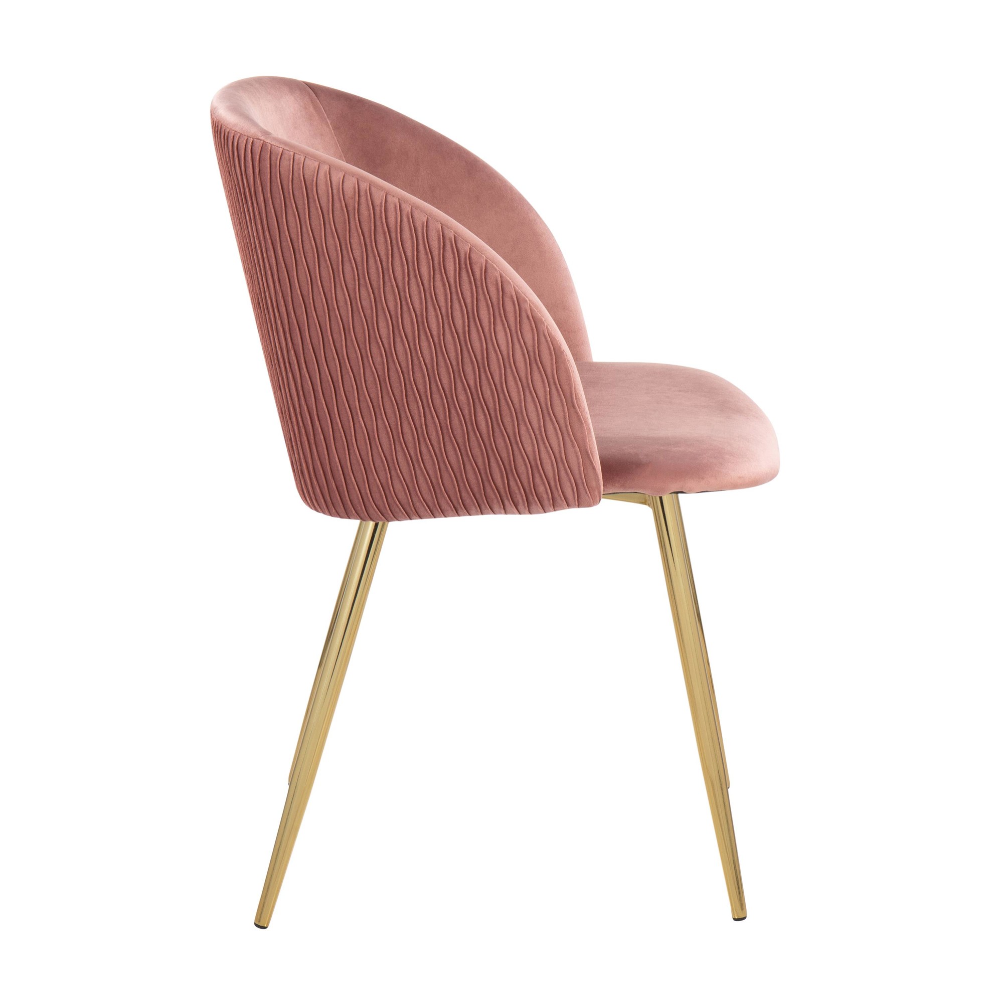 Fran Gold and Blush Velvet Contemporary Dining Chairs (Set of 2) 4 Fran Gold and Blush Velvet Contemporary Dining Chairs (Set of 2) - Image 4