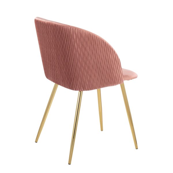 Fran Gold and Blush Velvet Contemporary Dining Chairs Set of 2 4