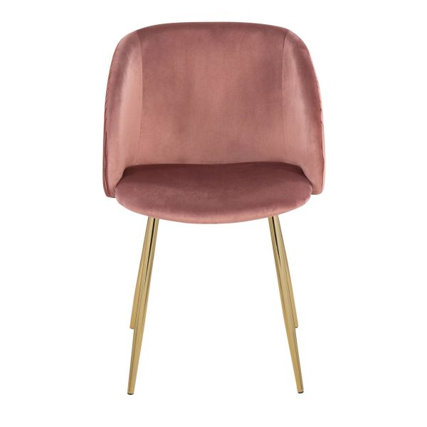Fran Gold and Blush Velvet Contemporary Dining Chairs Set of 2 6