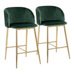 Fran Gold and Green Velvet Contemporary Counter Stool (Set of 2) 11 Fran Gold and Green Velvet Contemporary Counter Stool (Set of 2)