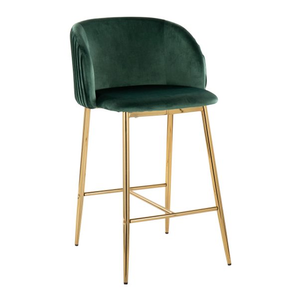 Fran Gold and Green Velvet Contemporary Counter Stool Set of 2 2