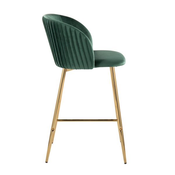 Fran Gold and Green Velvet Contemporary Counter Stool Set of 2 3