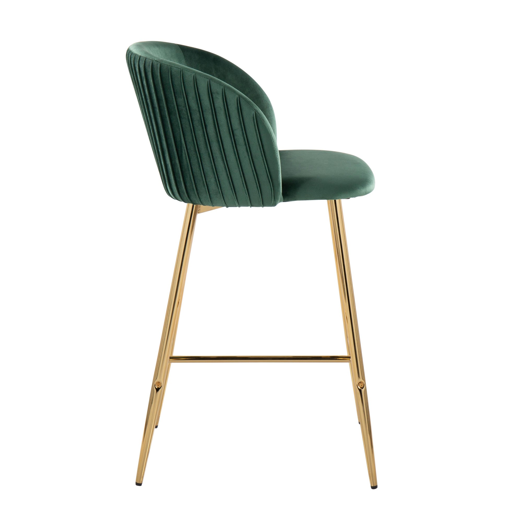 Fran Gold and Green Velvet Contemporary Counter Stool (Set of 2) 4 Fran Gold and Green Velvet Contemporary Counter Stool (Set of 2) - Image 4