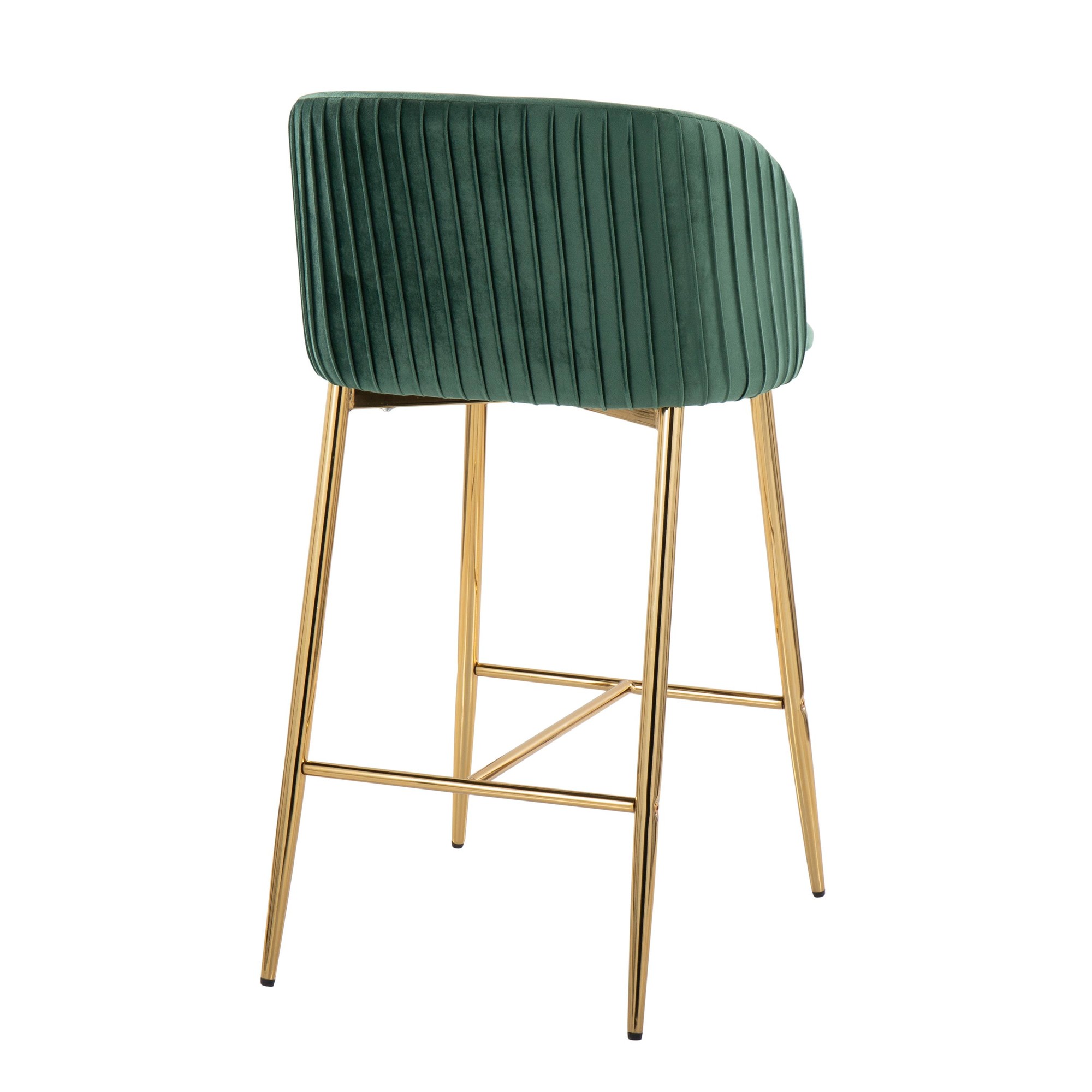 Fran Gold and Green Velvet Contemporary Counter Stool (Set of 2) 5 Fran Gold and Green Velvet Contemporary Counter Stool (Set of 2) - Image 5