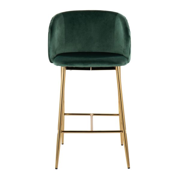 Fran Gold and Green Velvet Contemporary Counter Stool Set of 2 6