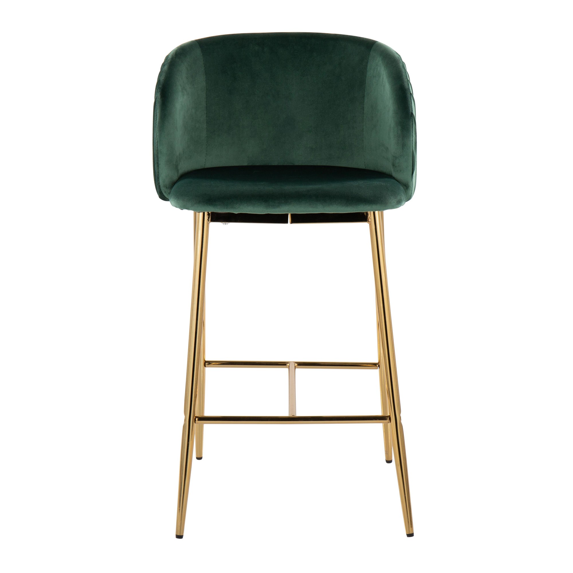 Fran Gold and Green Velvet Contemporary Counter Stool (Set of 2) 7 Fran Gold and Green Velvet Contemporary Counter Stool (Set of 2) - Image 7